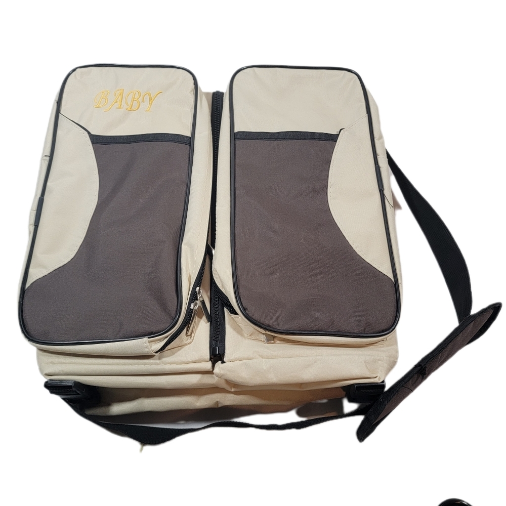 Luxtrada 3 in 1 Diaper Bag Multi-function Baby Diaper Changing Station Tan Brown